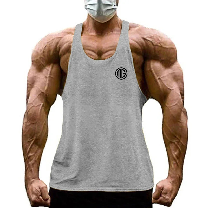Men's Bodybuilding Muscle Tank Tops Gym Workout Stringer Fitness T-Shirt Cotton Breathable Undershirt Casual Sleeveless Vests