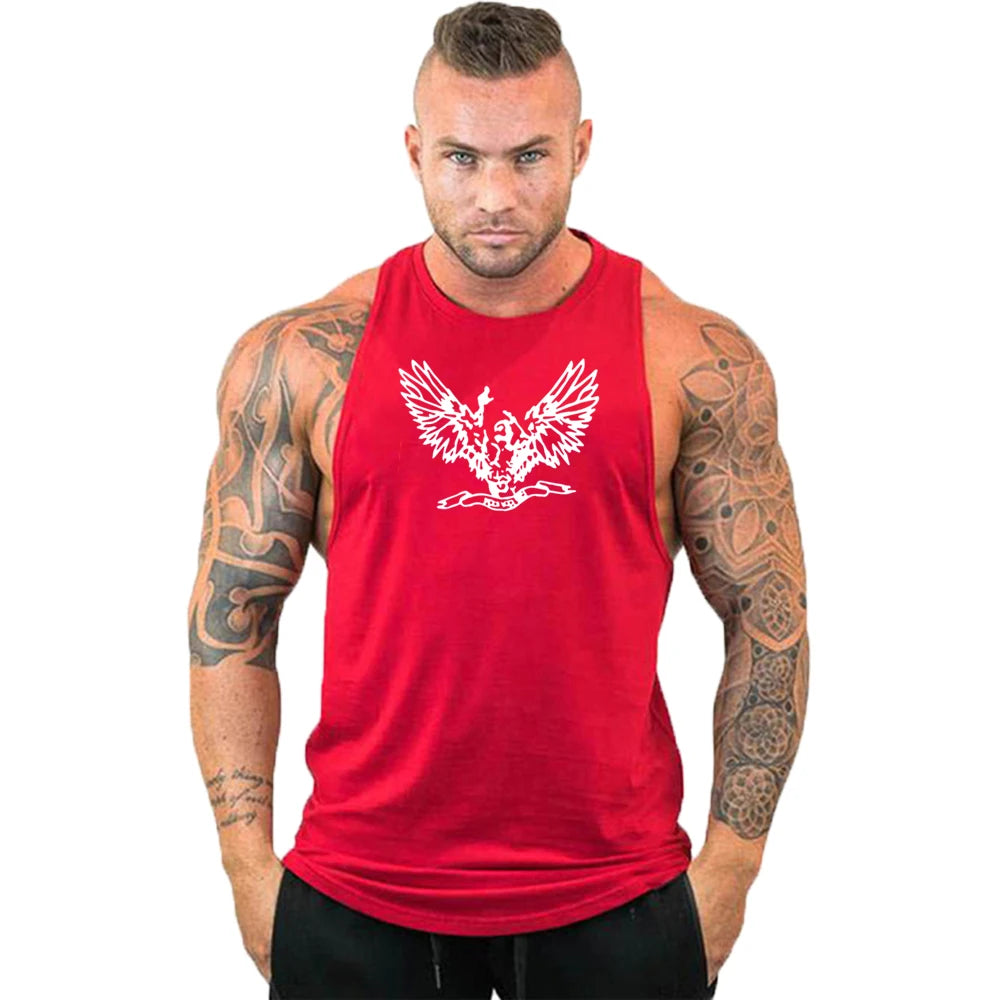 2023 New Cotton Workout Gym Tank Top Mens Muscle Sleeveless Sportswear Shirt Stringer Fashion Bodybuilding Singlets Fitness Vest