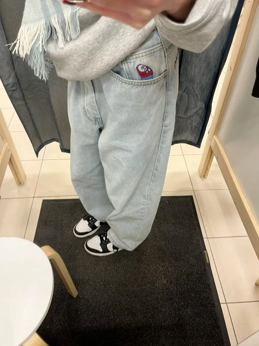 Polar Big Boy Jeans Retro Blue Cartoon Streetwear Embroidery Y2k Pants Baggy Jeans Mens Womens Hip Hop Low Waist Wide Trouser ATFH