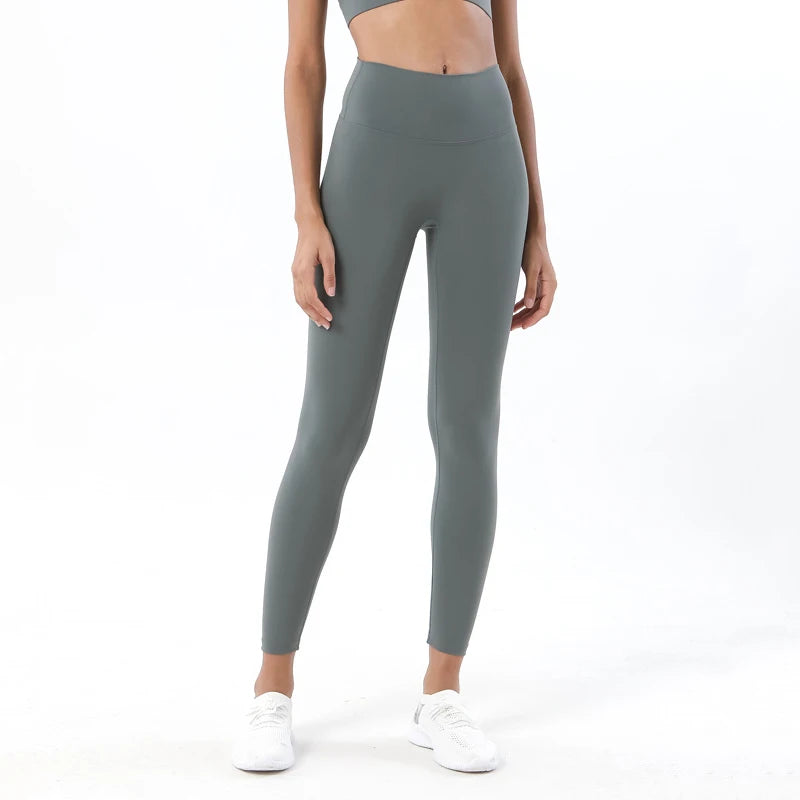 SOISOU Nylon Yoga Pants Gym Leggings Women Girl Fitness Soft Tights High Waist Elastic Breathable No T Line Sports Pants - ATFH