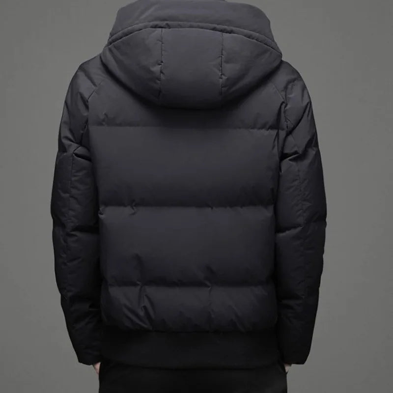 2023 New Men Down Jacket Winter Coat Short Thicken Warm Remove The Cap Parkas Loose Simple Outwear Hooded Leisure Overcoat