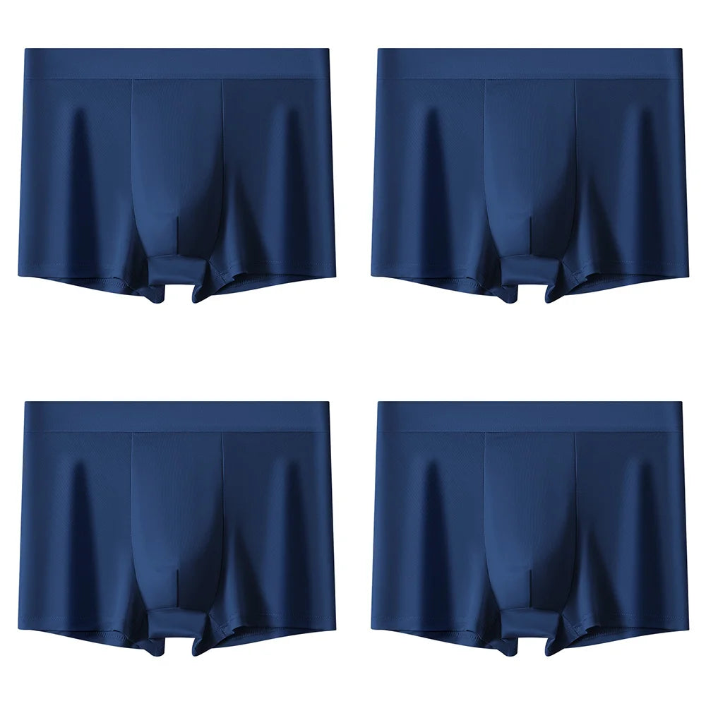 4Pcs Plus Size Underwear Men Sporty Boxers Youth Boxer Shorts Comfortable Breathable Flat Pants Men's Square Panties Briefs Gift