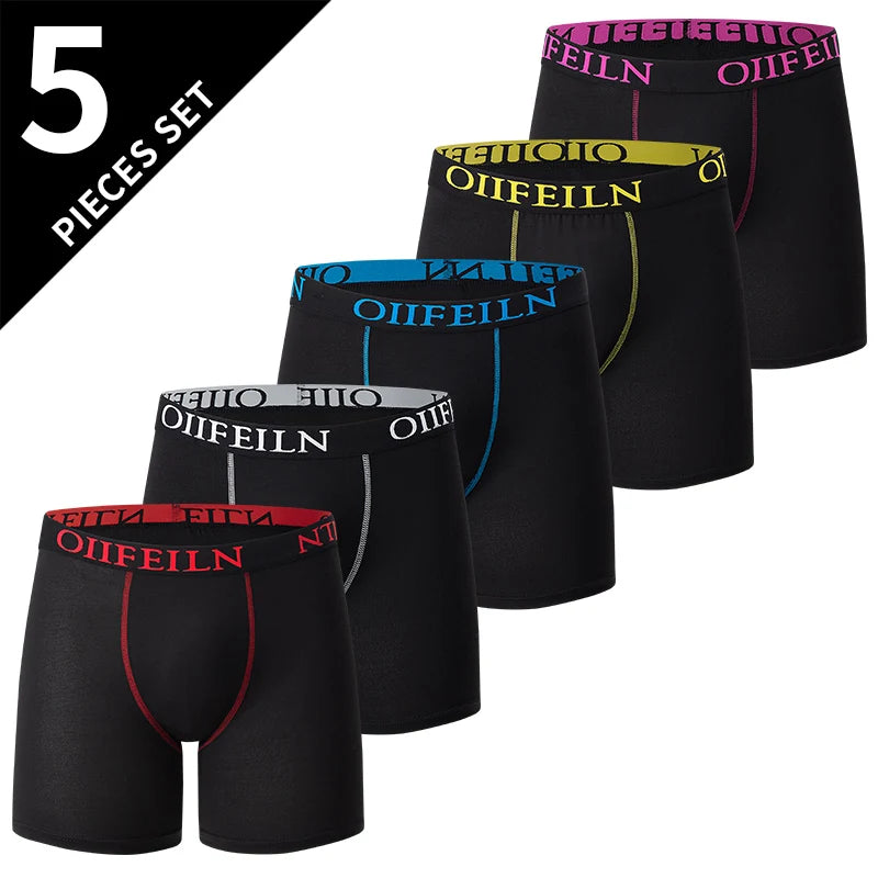 5-piece Set Of Men's Solid Color Underwear Breathable Quick Drying Fashionable Sporty Comfortable And Suitable For Teenagers