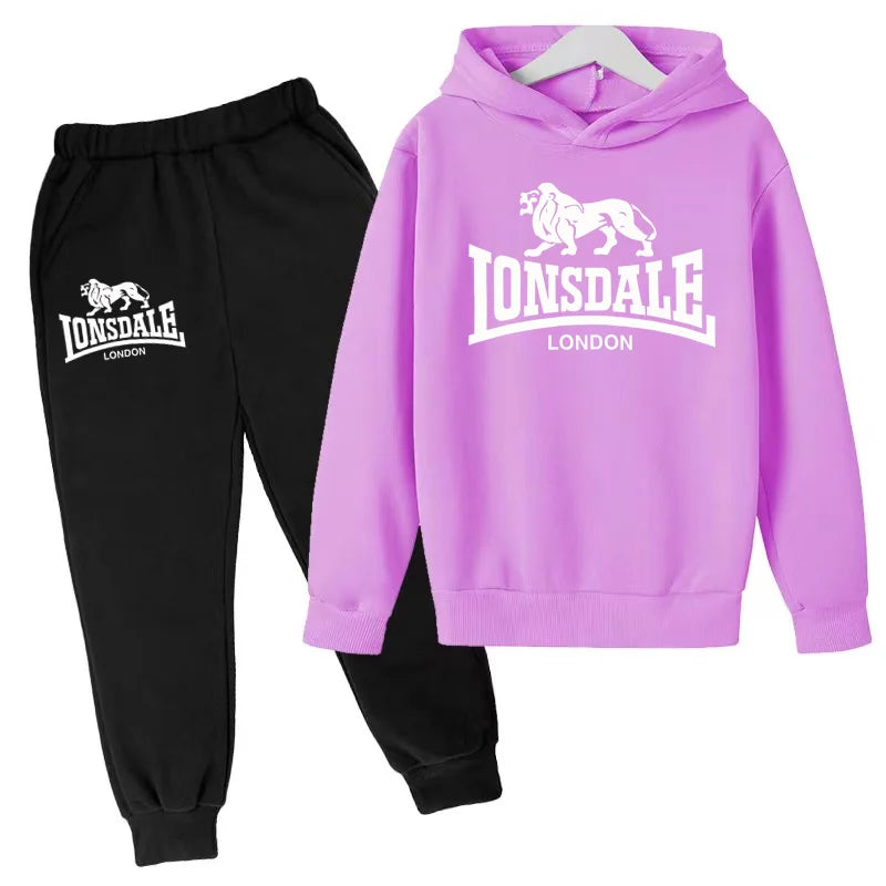 Kids Fashion Hoodie Boys Lion Print Tracksuit Girls Toddler Coat 3-12Y Top+pants 2P Clothing Charming Casual Sports Jogging Set - ATFH