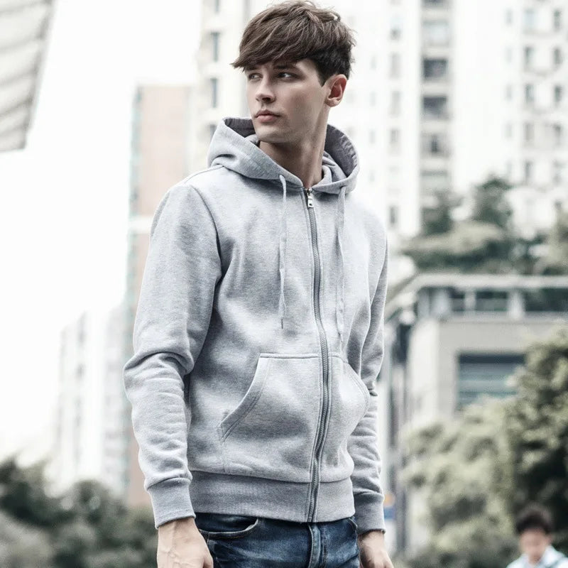 Brand Men's hoodie with hood sweatshirts Jackets Men Fleece Streetwear Warm Tracksuit Men hoody Coats Velvet Sweatshirt Mens - ATFH