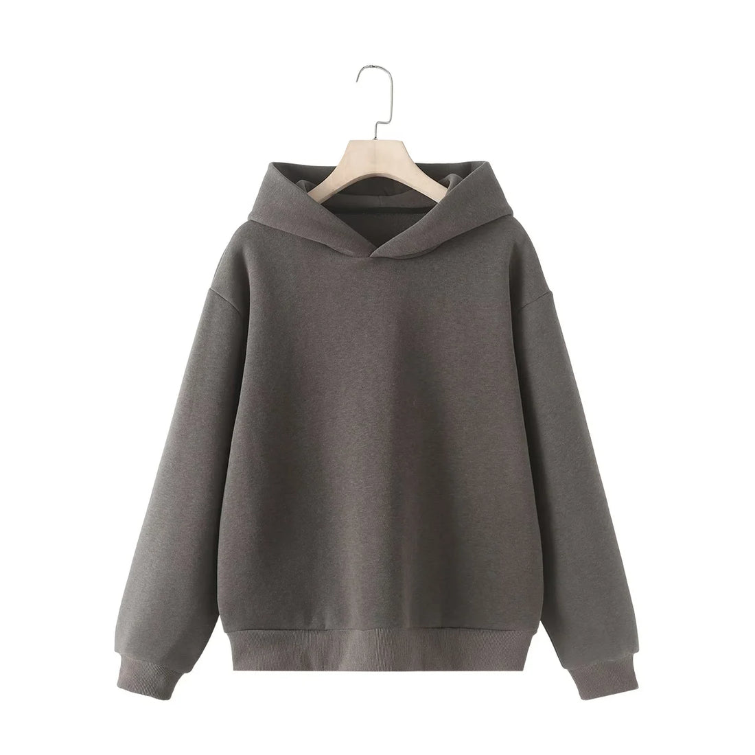 Women Solid Casual Sweatshirt Pant Suit Long Sleeve Hooded Fleece Pullover Coat Loose Straight Trousers Office Lady Sets