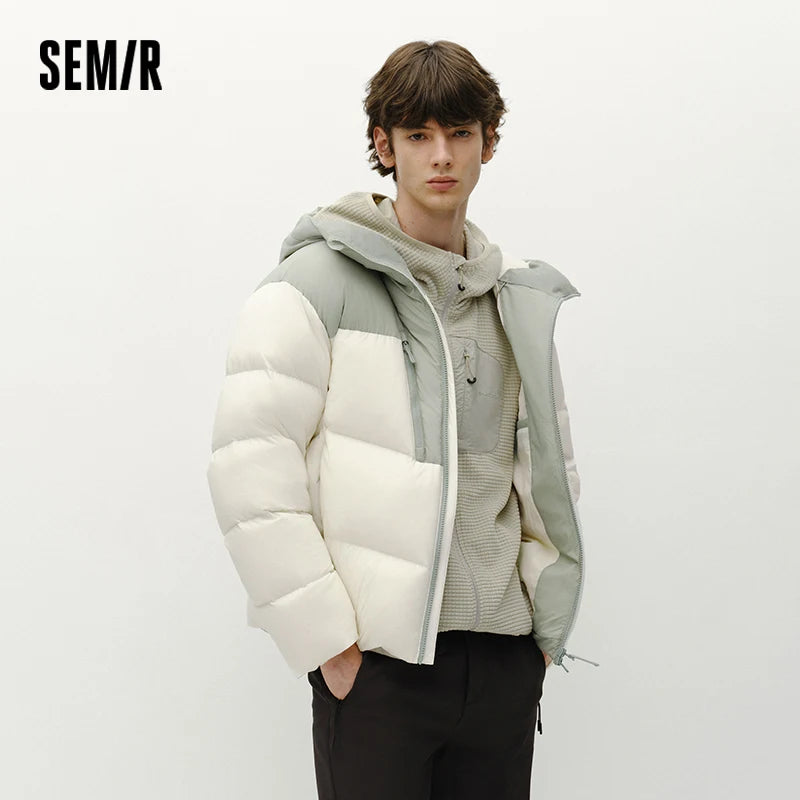 Semir Men Down Jacket Lightweight Build 90 Percent Down Fill Hooded Design Loose Fit Outdoor Style 2026 Winter Cold Weather