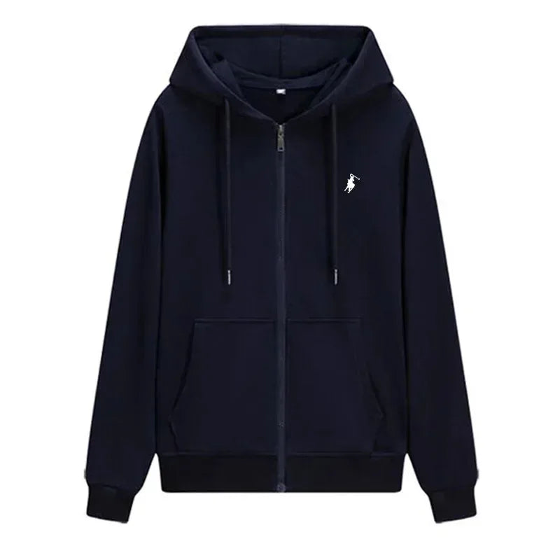 2025 Men's Knit Hoodies New Autumn Winter Casual Zipper Sweatshirts Fashionable Outdoor Jogging Fitness Warm Sportswear - ATFH