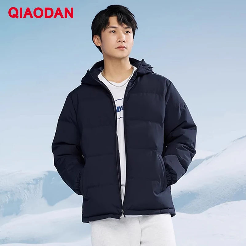 QIAODAN Men's Down Jackets Winter New High Quality Warm Short Coat Fashion Outdoor Windproof Hooded Tops Outerwear QXEGM3244010