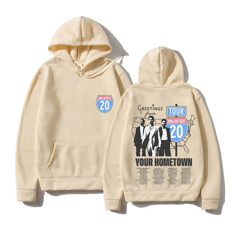 Jonas Brothers Greetings From Your Hometown Hoodies Men Women Oversized Sweatshirts Fashion Vintage Hooded Pullovers Streetwear - ATFH