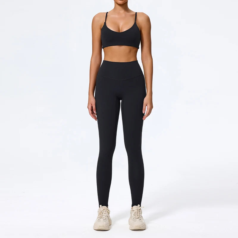 Ctenkevet Summer Women 2Pcs Sleeveless Sports Set Female Gym Two-piece Yoga Set High Waist Breathable legging Sportswear Women - ATFH