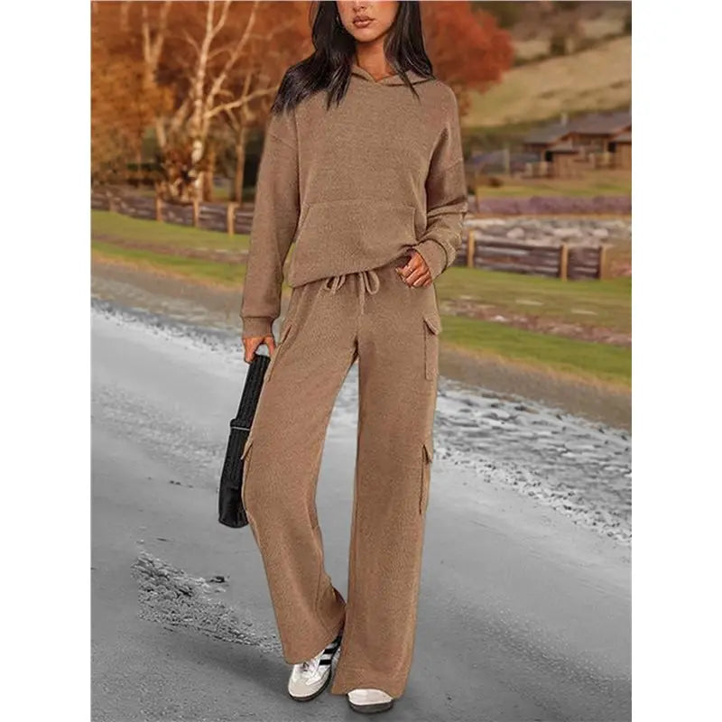 ABRT-2 Piece Sets For Women Fall Sweatsuits Outfits Lounge Matching Hoodie Set Travel Winter Clothes Camel Color L