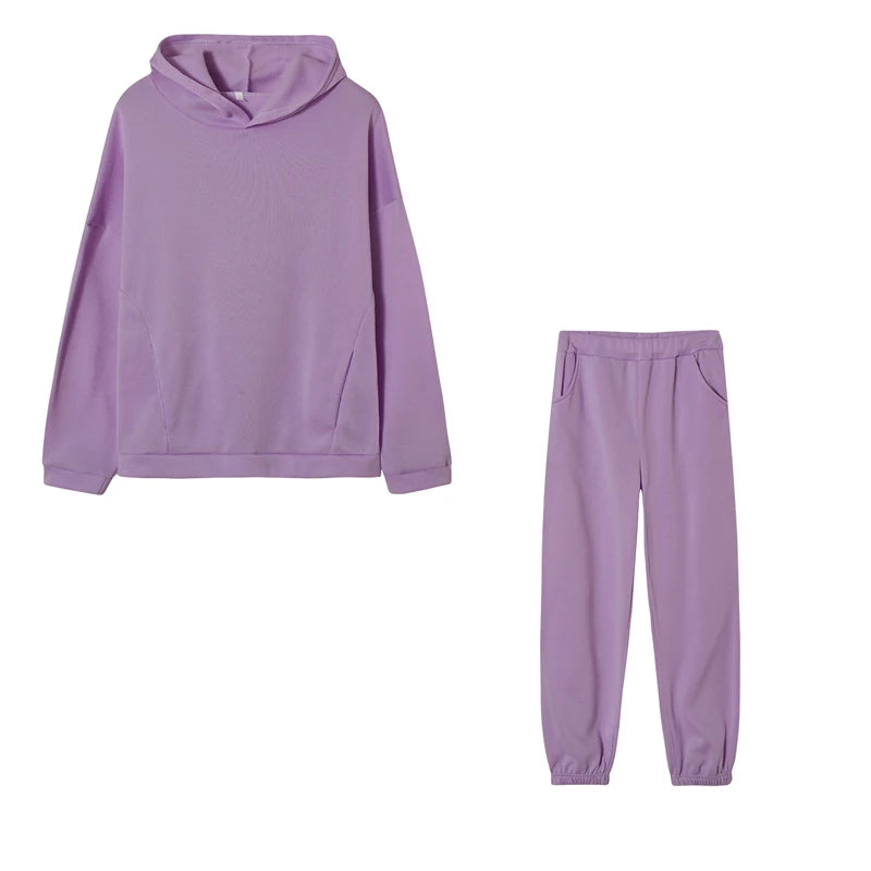 Monochrome Hooded Hoodie Set Casual Two-Piece Set European and American New Fashion Hot Selling 2025 Autumn and Winter