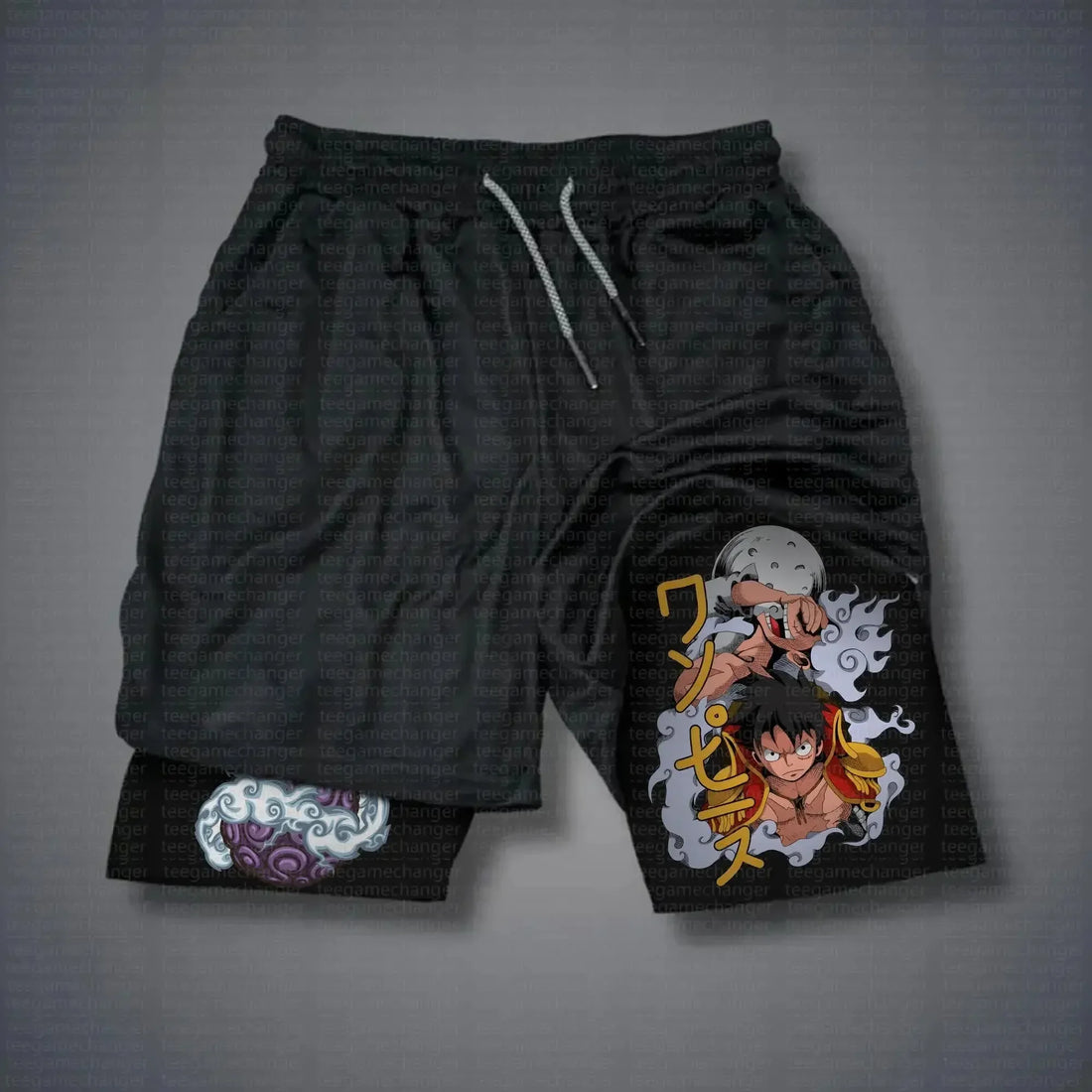 One Piece Anime Mens Gym Shorts Summer Y2k Streetwear Fitness Running Sport Pants Breathable Mesh Double-layer Shorts Sportswear
