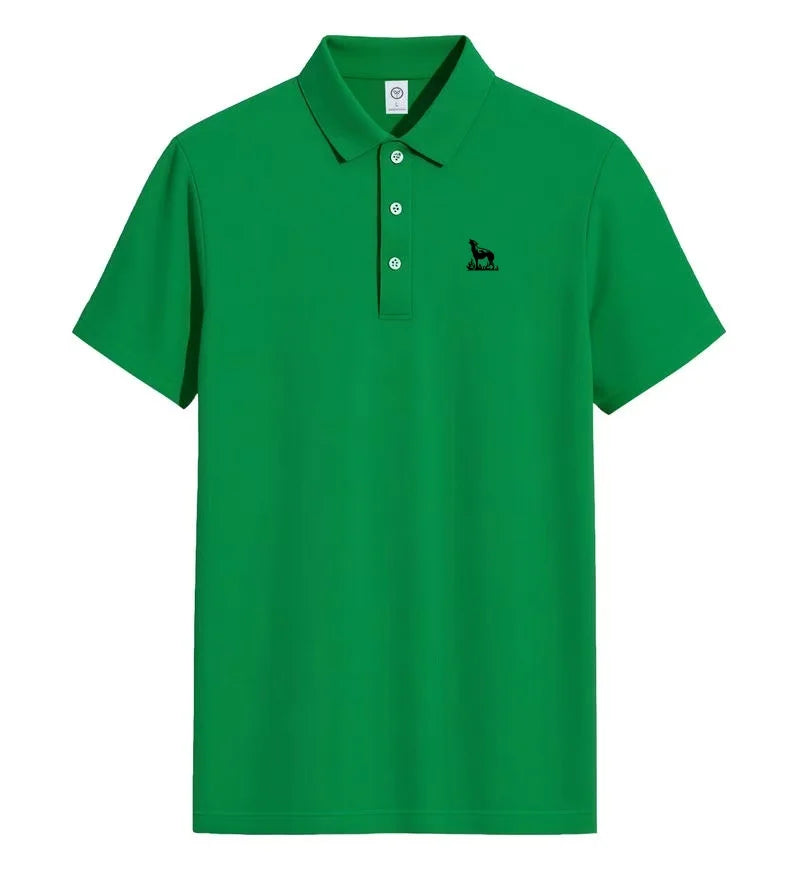 2026 summer new men's collar polo shirt printed short sleeved casual business fashion slim fit men's T-shirt top