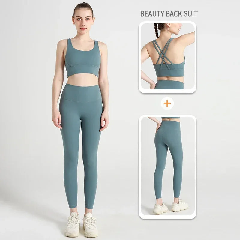 2 Pieces  Women Yoga Set Sport Suit Gymwear Workout Clothes Gym Crop Top High Waist Legging Fitness Bra Set Sports Suit👚👚 - ATFH