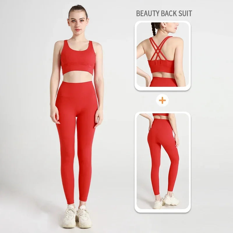 2 Pieces  Women Yoga Set Sport Suit Gymwear Workout Clothes Gym Crop Top High Waist Legging Fitness Bra Set Sports Suit👚👚 - ATFH