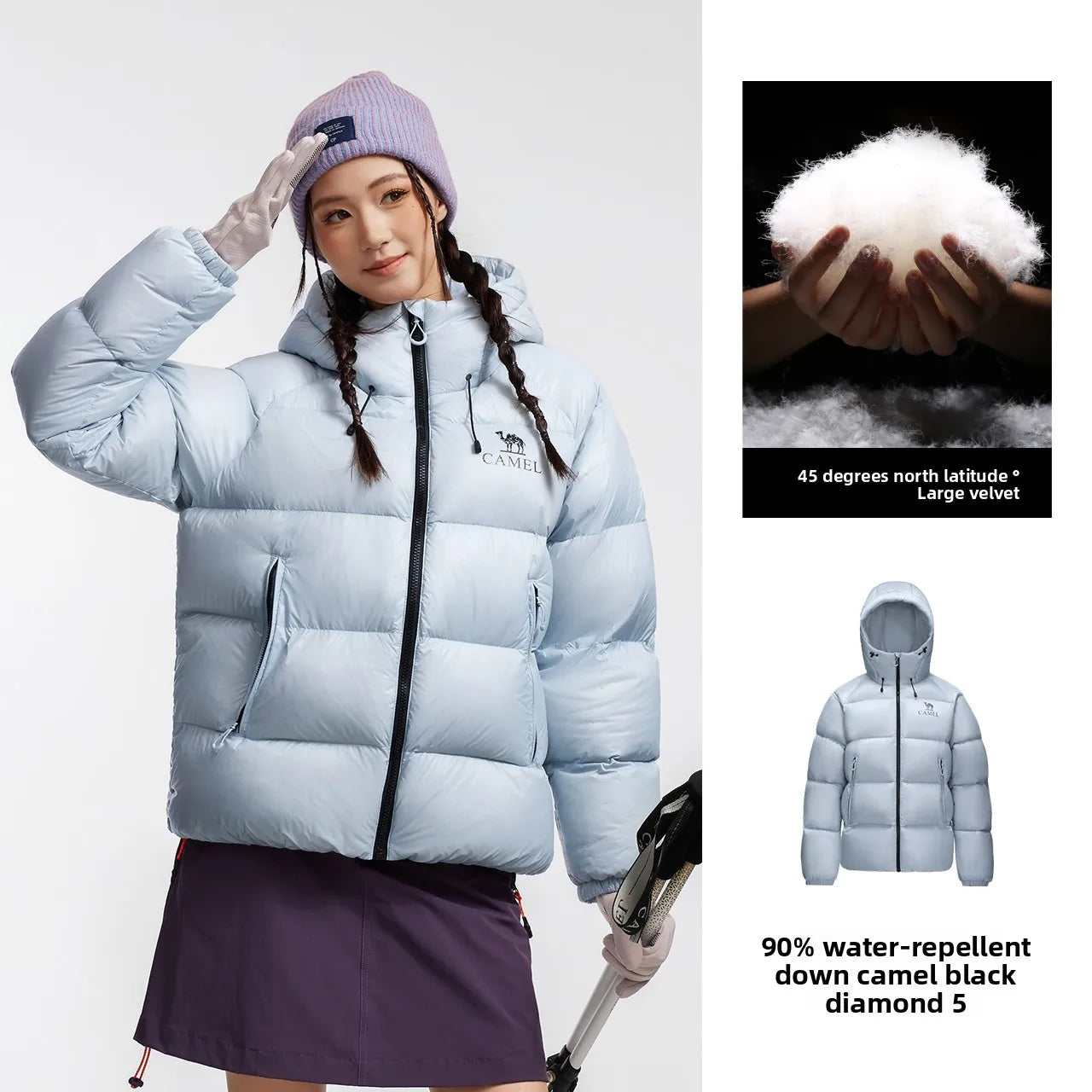 GOLDEN CAMEL Black Diamond 5PRO Down Jackets Women Men Thickened Windproof Coats Water-Repellent Fleece Hooded Puffer Jacket