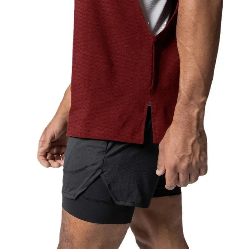 Oversized Mens Tank Top Gym Stringer Vest Fitness Clothing Mesh Quick Dry Bodybuilding Cut Off Sports Sleeveless Undershirt