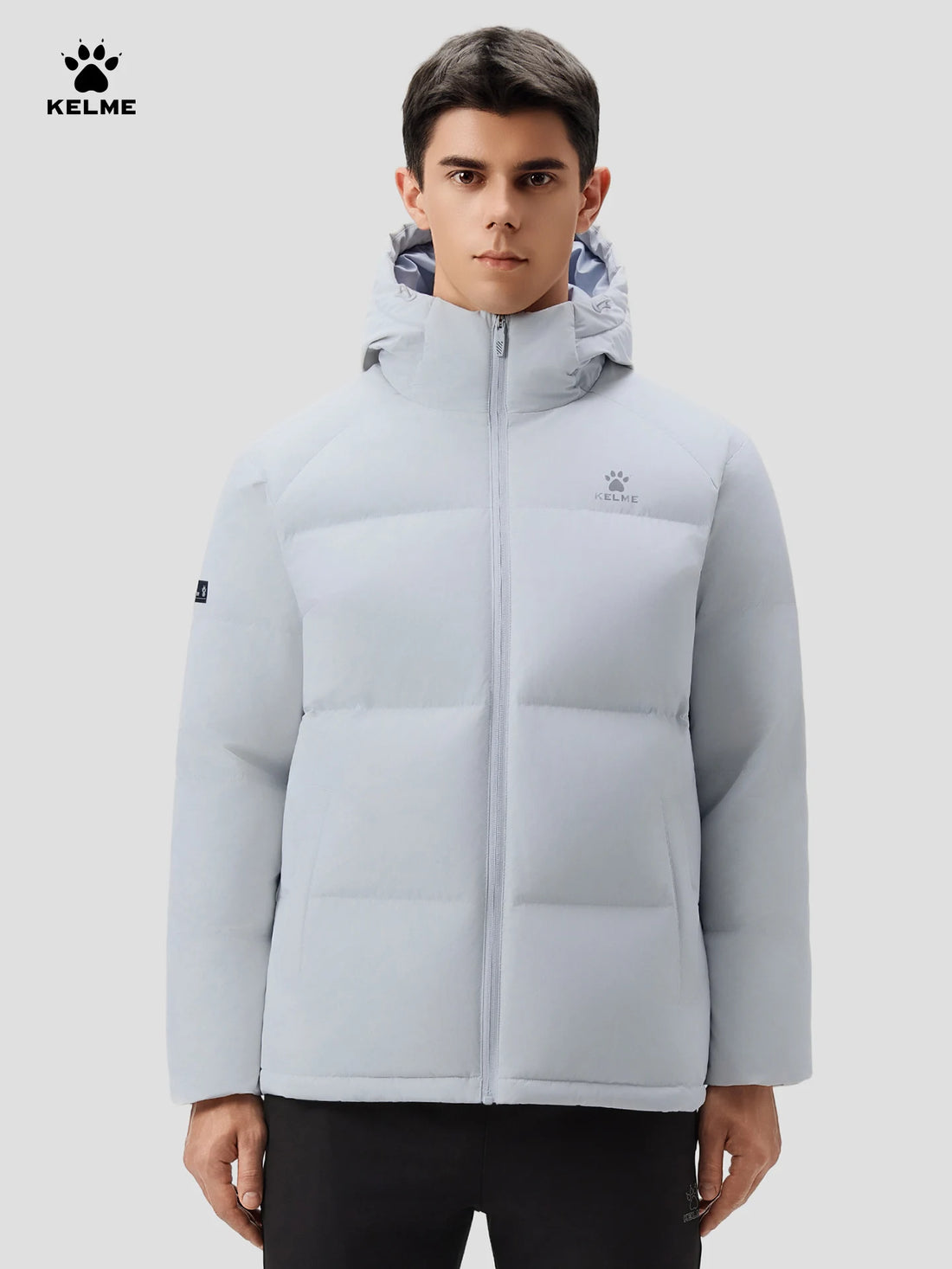 Kelme Men's Outdoor Down Jacket With Graphene Hooded Windbreaker Duck Down Insulated Fashionable Puffer Jacket