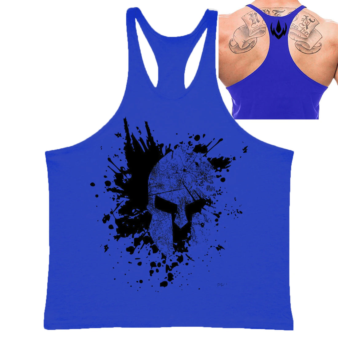 Men's Spartan Helmet Graphic Stringer Tank Top Gym Fitness Sleeveless Shirt Breathable Stylish Comfortable Bodybuilding Workout