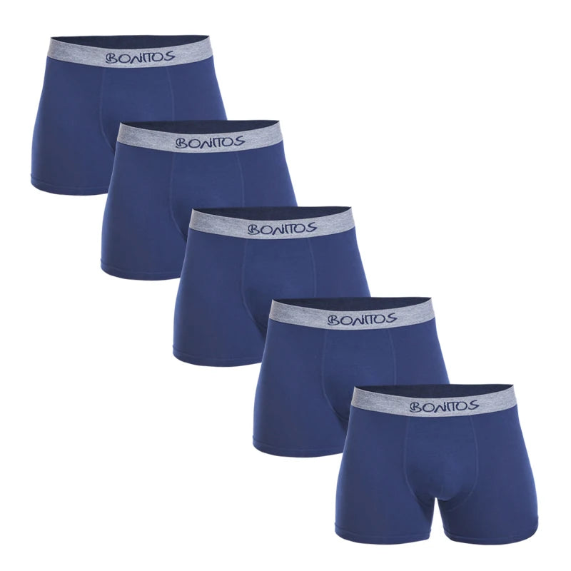 5pcs Men's Panties Cotton Boxer Briefs Letter Elastic Band Men Underpants Classic Solid Color Boxers Underwear For Man BONITOS