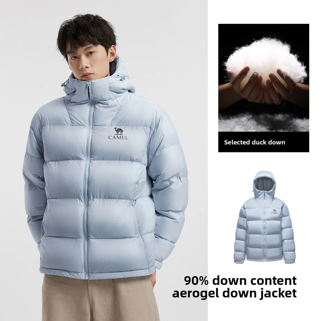 Golden Camel Winter Men Down Hooded Jacket Outdoor Ultra Light 85% White Duck Down Jacket Windproof Waterproof Camping Down Coat