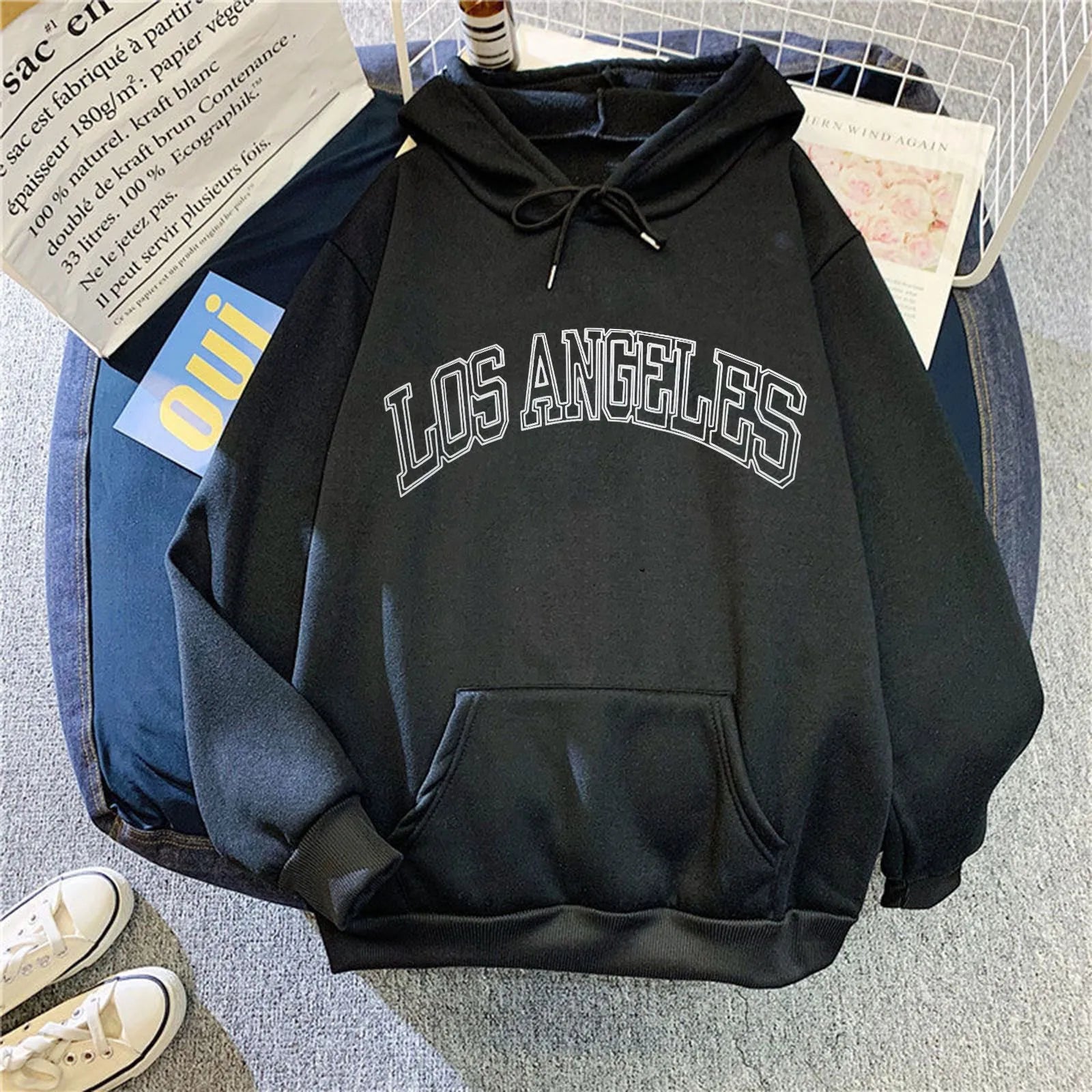 Letter Print Hooded Women'S Sweatshirt Stylish Oversized Pullover Tops Long Sleeved Casual Hooded Sweatshirt Sweatsuits Femme - ATFH
