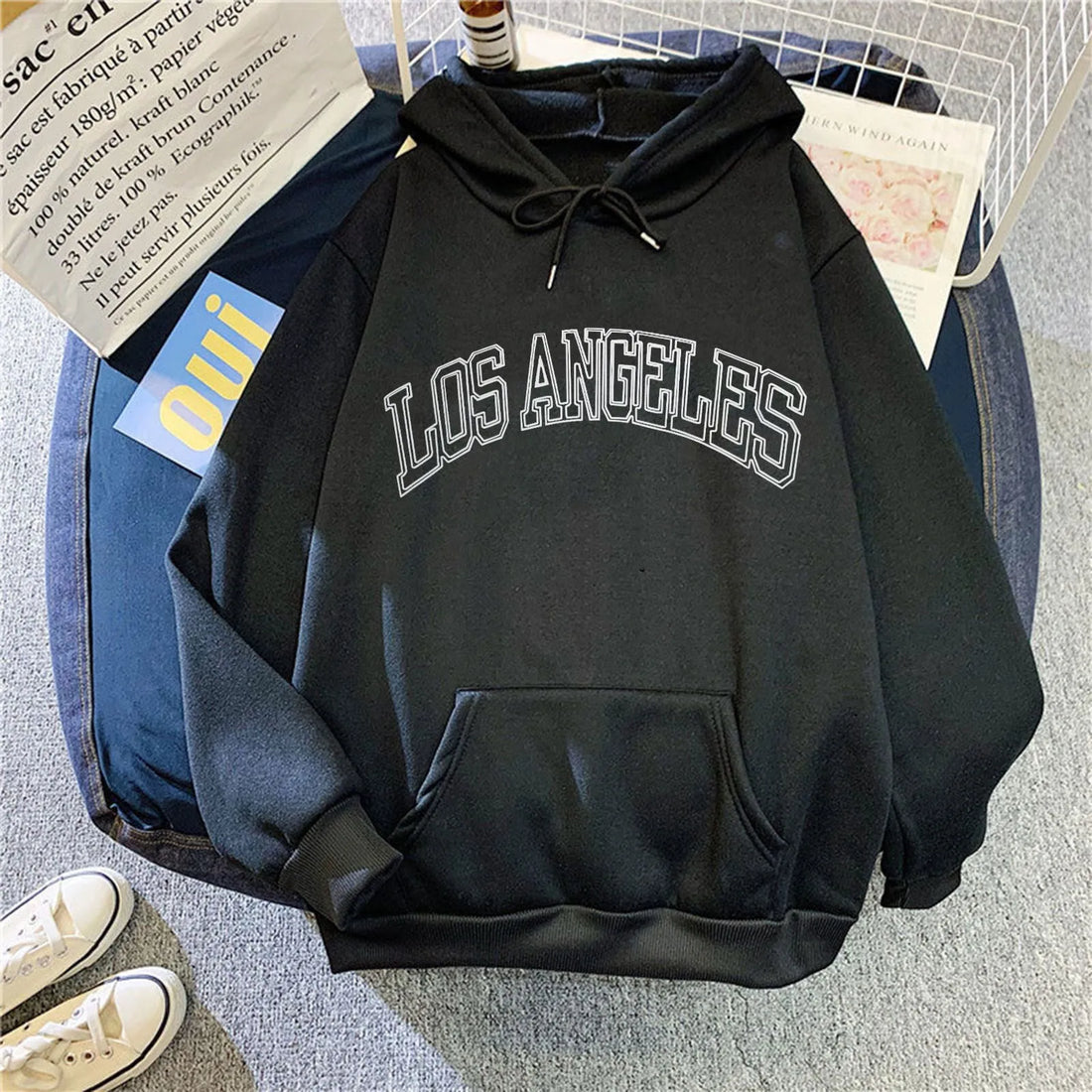 Letter Print Hooded Women'S Sweatshirt Stylish Oversized Pullover Tops Long Sleeved Casual Hooded Sweatshirt Sweatsuits Femme - ATFH