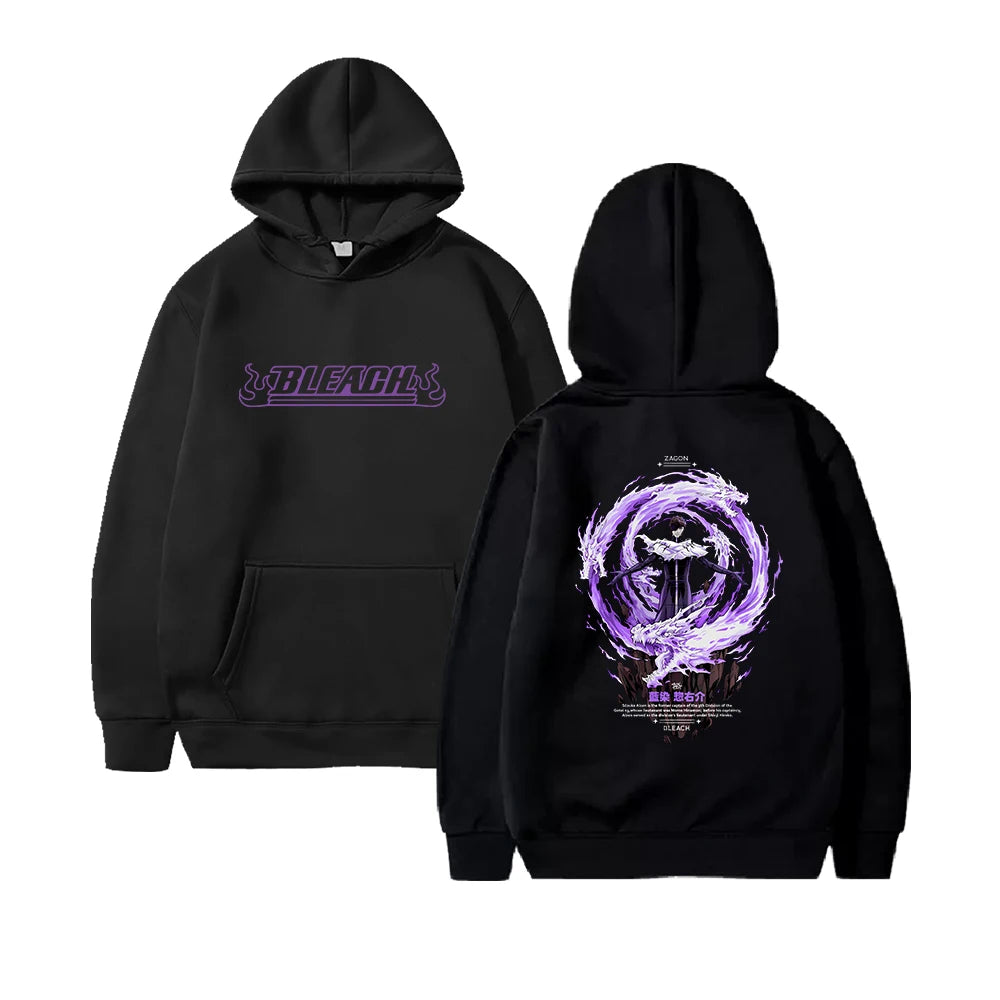 Aizen Sousuke BLEACH Graphic Hoodies Japanese Anime Print Hoodie Long Sleeve Feece Loose Hooded Sweatshirt  Men Women Clothing - ATFH