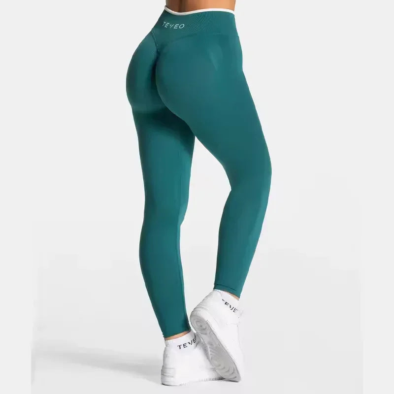 TEVEO High Waist Seamless Scrunch Leggings for Women Yoga Pants Hip Lifting Running Exercise Gym Ignite Sculpt Series ATFH