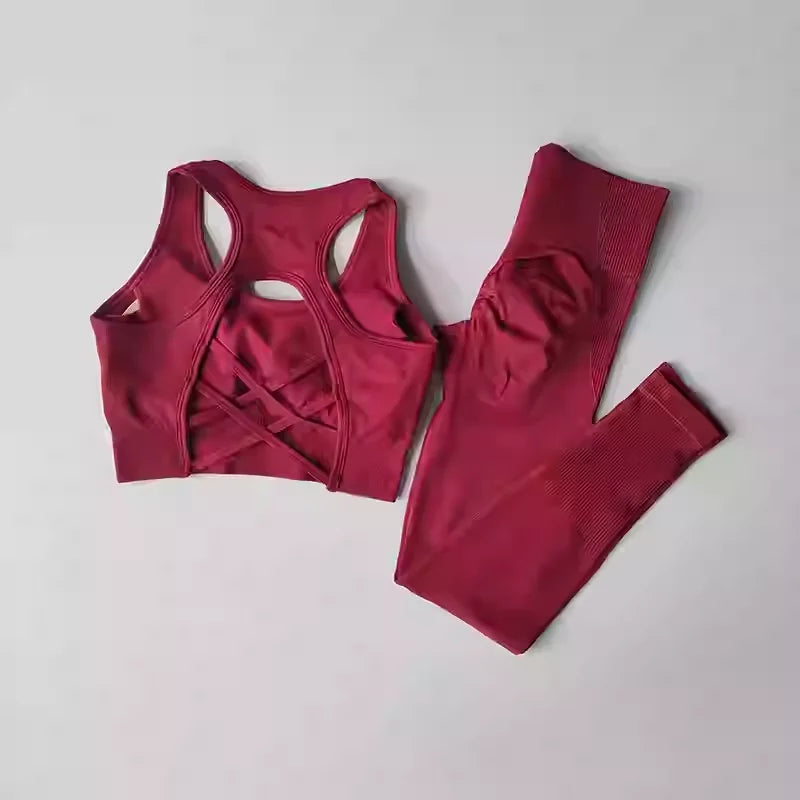 Seamless High Waist Leggings Tracksuit for Women, Yoga Sets, Sportswear, Workout, Sports Bra, Gym Clothing - ATFH