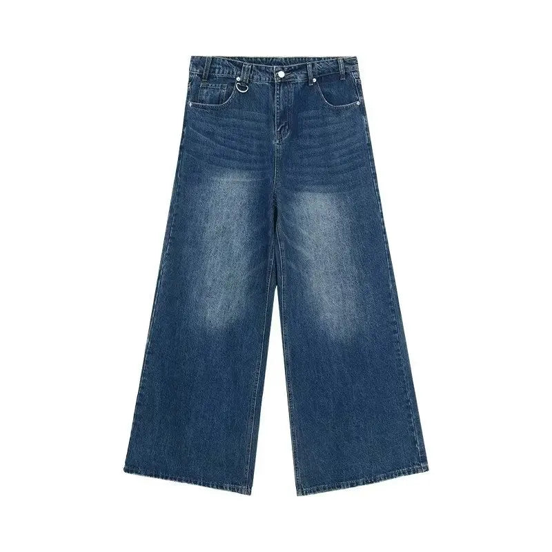 New Men's Baggy Straight Leg Wide Leg Jeans Male Fashion Vintage Wash Casual Denim Pants Youth Popular Brand Streetwear Trousers ATFH