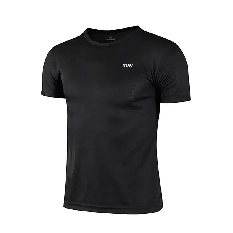 Men's Running Quick Dry Short Sleeve T-Shirt Gym Moisture Wicking Round Neck Lightweight Mesh Training Exercise Sports T Shirt