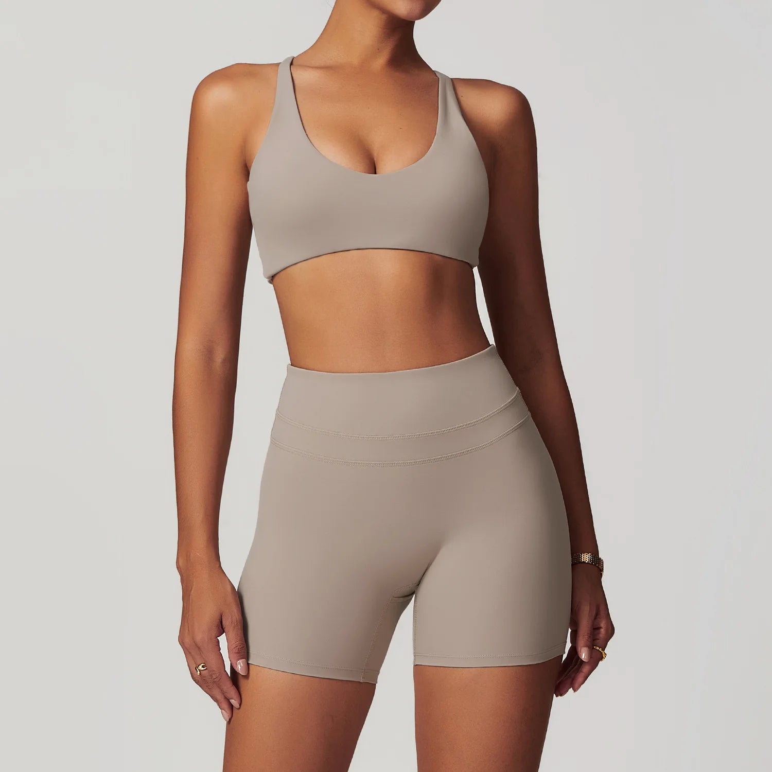 JUREN Yoga Suit 2PCS Sports Set Women Quick-Drying Gym Set Women Tracksuit Running Workout Short Sleeves Sports Yoga Clothing - ATFH