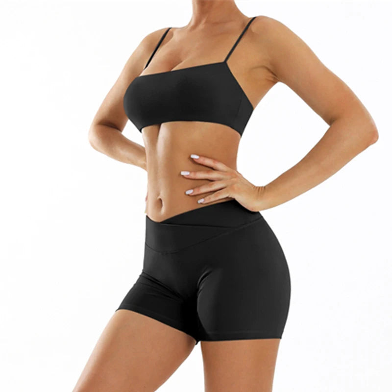 Summer Yoga Set Short 2 Piece Fitness Suit Sport Workout Outfit Women's Tracksuit Scrunch Gym Clothes Female Exercise Sportswear - ATFH