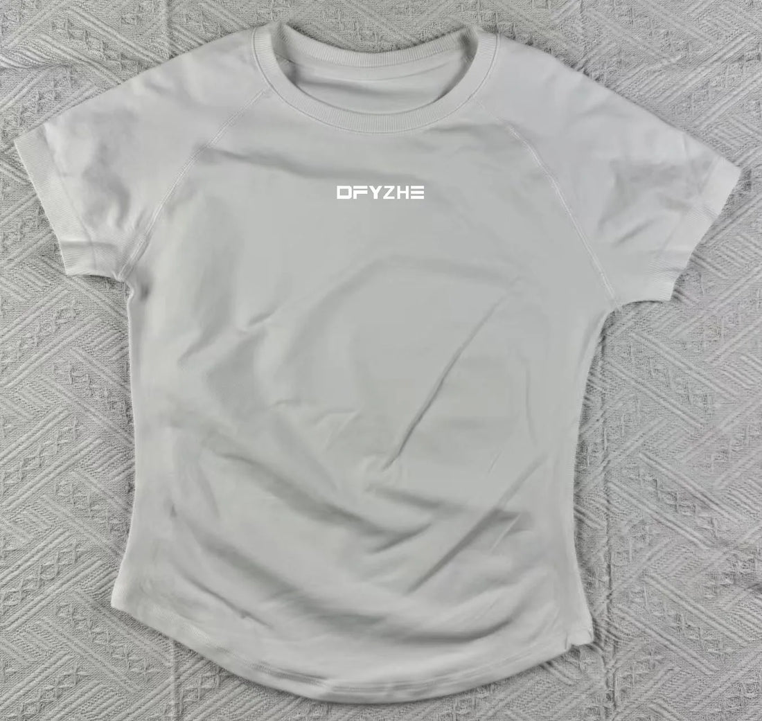 DFYZHE Impact Short Sleeve Top Women's Running Sports T-shirt Summer Short Sleeve Round Neck Elastic Yoga Fitness Top Breathable - ATFH