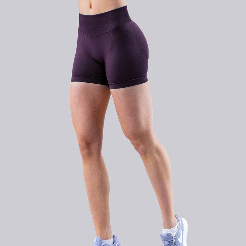 High Elastic Nylon Sports Shorts Women's Three-Way Waist Drawstring Butt Lifting Seamless Low Waist Three-Quarter Length
