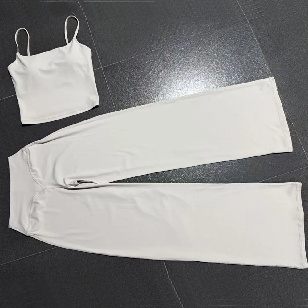 Women Straight-Leg Sports Pants Gym Clothing Naked Feeling Compression Wide Leg Yoga Leggings Pilates Fitness Tights XP01 ATFH