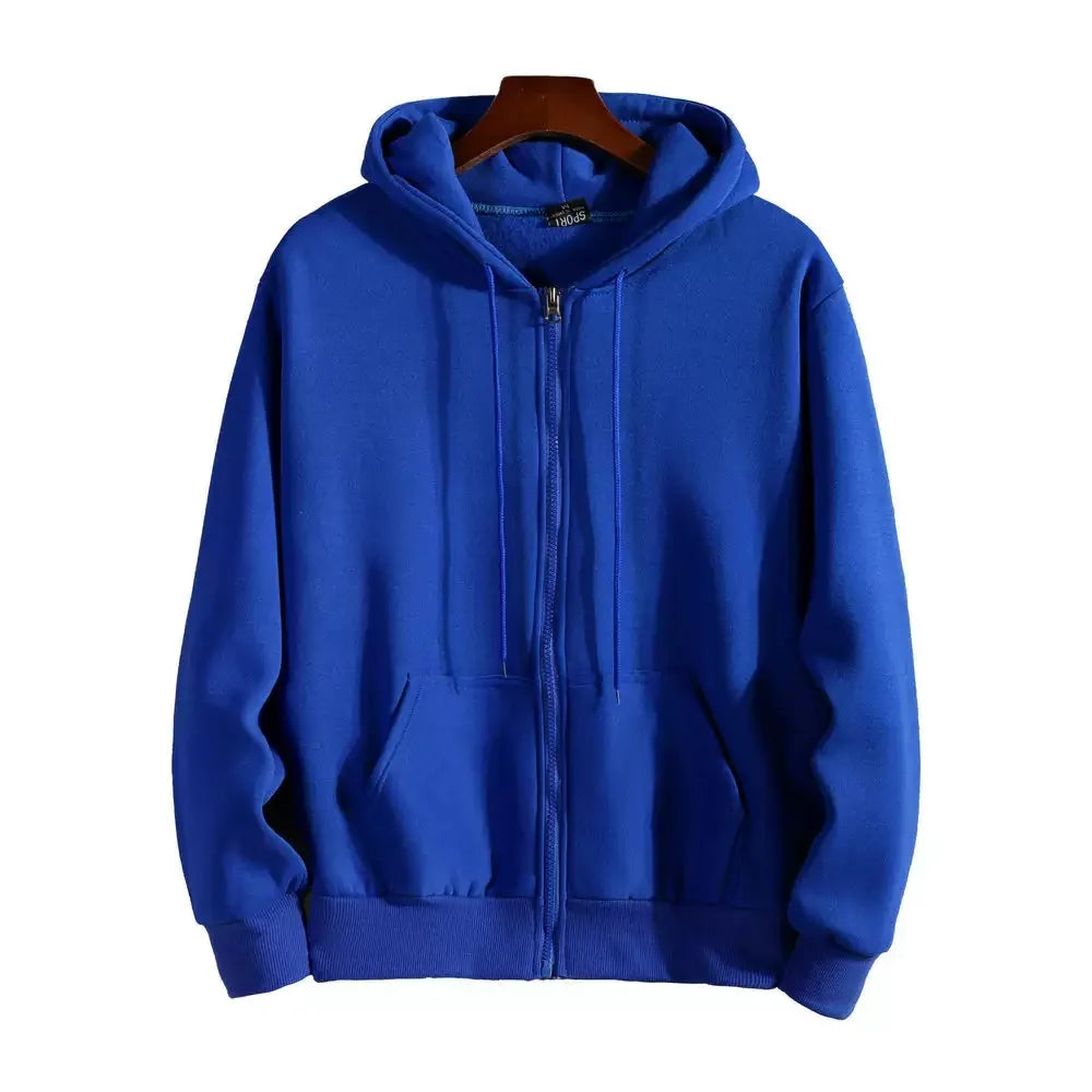Zipper Hoodies Autumn Winter Men's New Long Sleeve Hooded Sweatshirt Fashion Casual Male Outfit Sportwear Loose Fit Clothes - ATFH