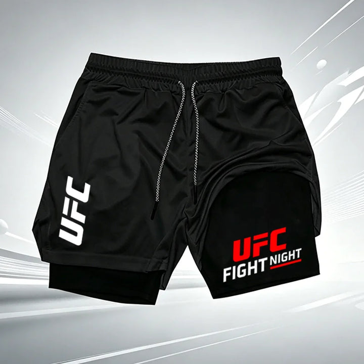Men's Summer UFC GYM Print 2-in-1 Compression Liner Casual Shorts Quick Dry Gym Training Workout Breathable Running Shorts wx241