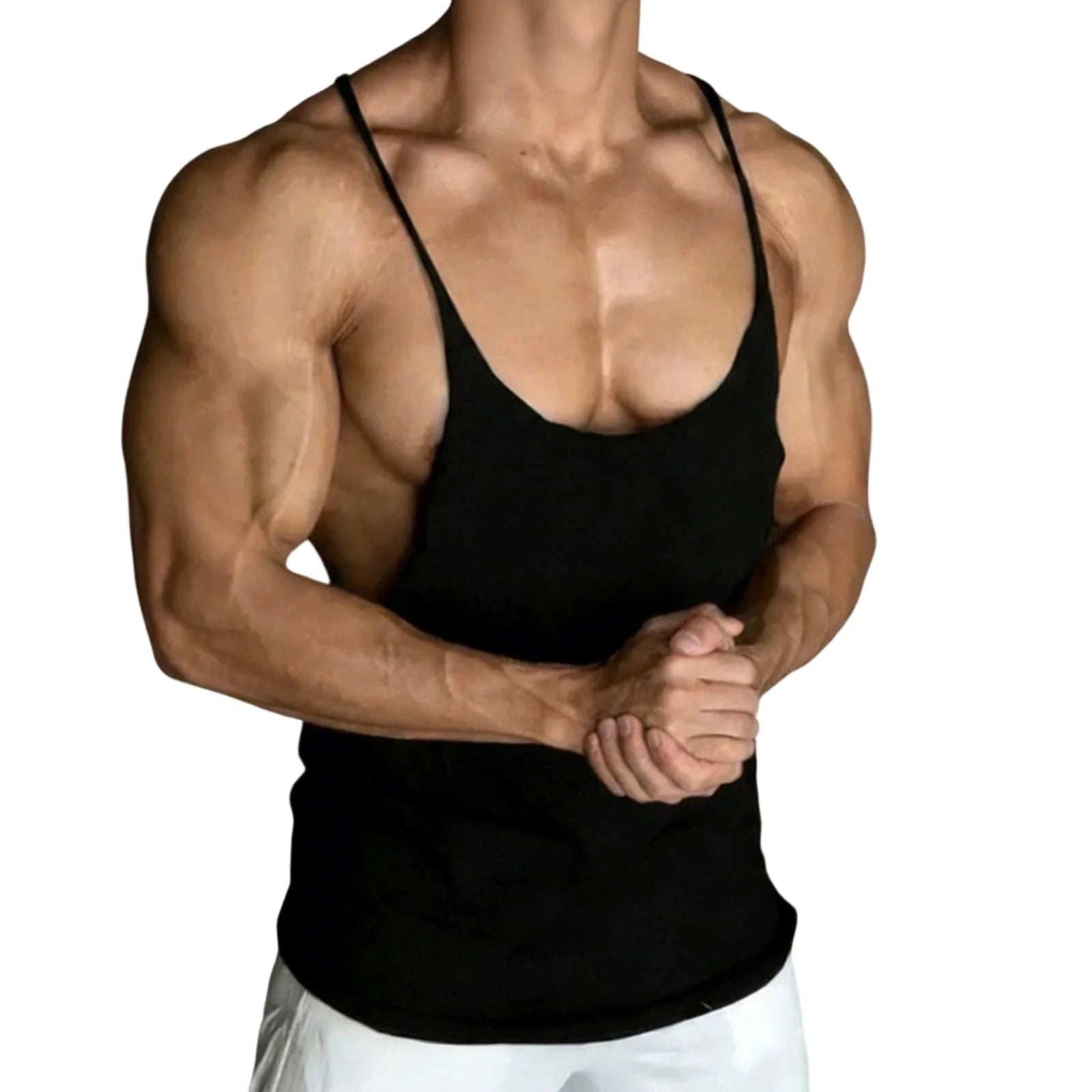 Men's Stringer Bodybuilding Tank Tops Fashionable Solid Color Casual Workout Vest Shirt for Training Running