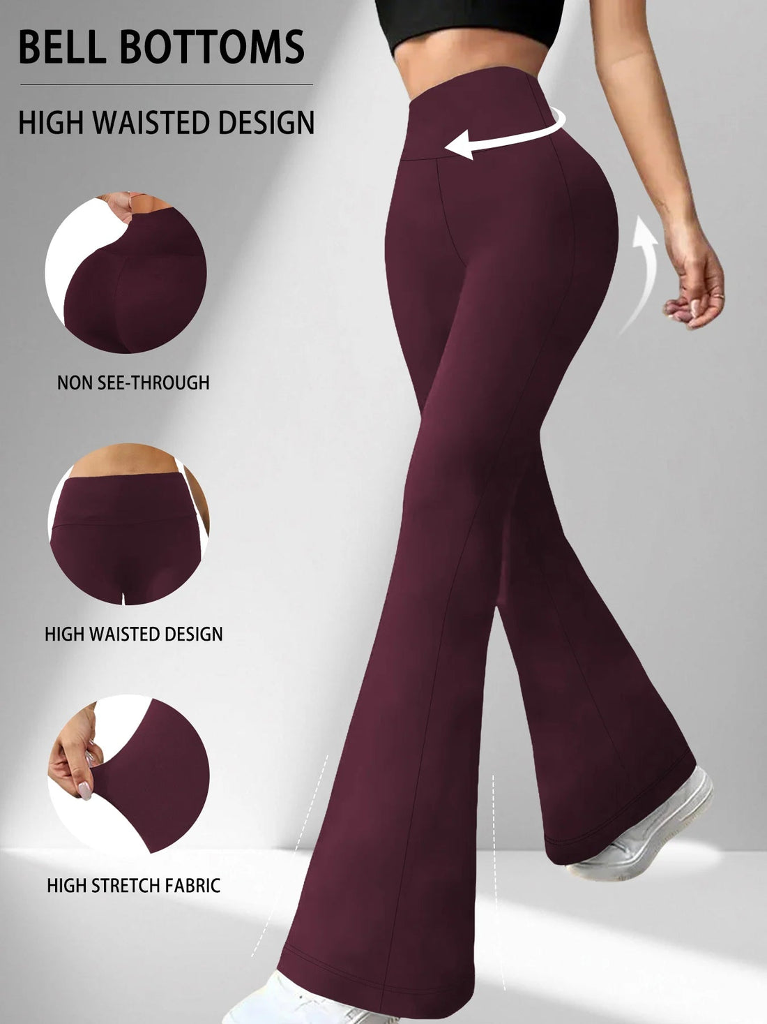 Women's Super Soft Flare Pants High Waisted Tummy Control Workout Yoga Push Up Gym Fitness Long Leggings Bell Bottoms ATFH