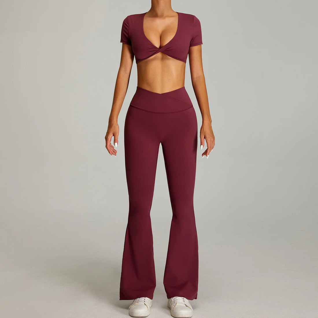 mikeyoga Women Yoga Suit 2PCS Sports Set Quick-Drying Gym Set Women Tracksuit Running Workout Short Sleeves Sports Yoga Clothing - ATFH
