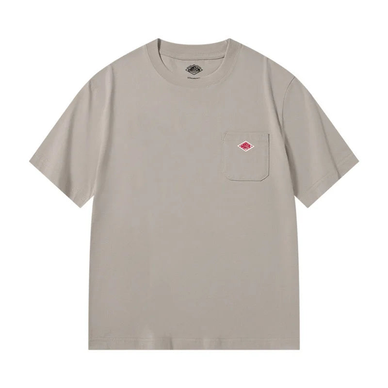 Men and Women's Pure Cotton Fashion Brand Embroidery T-Shirt Tee Simple Pocket Short Sleeve Orders Exported to Japanese