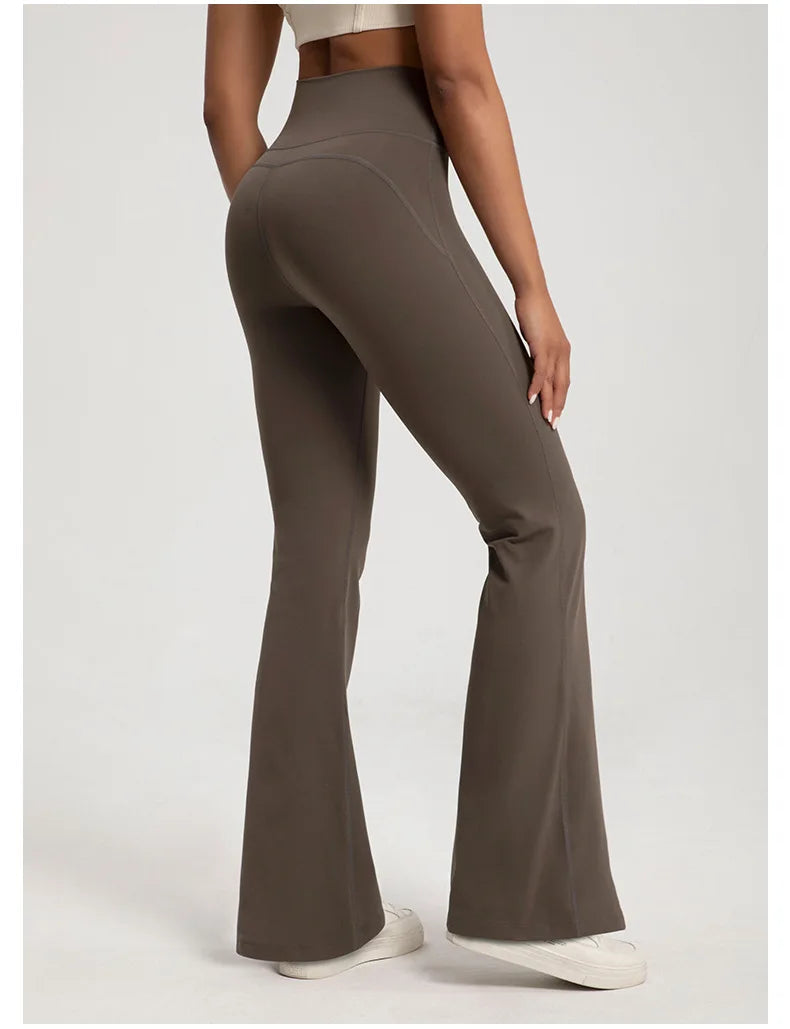 Naked High Waisted Waist Cinching Hip Lifting Fitness Exercise Elastic Bell Bottom Pants Women Casual Outdoor Running Yoga Pants ATFH