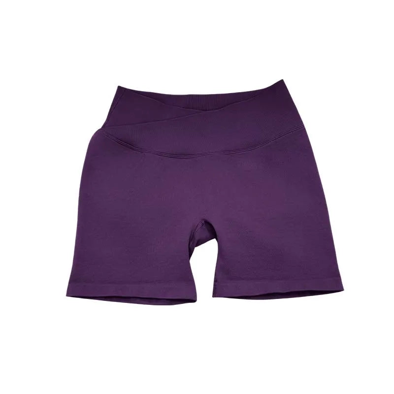 Lemonsky High elasticity hip lifting fitness yoga shorts, summer sports solid color shorts