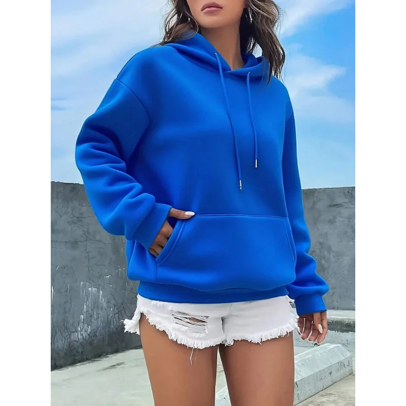 Long Sleeve Hoodie with Pocket Women's Casual Sportswear Set Winter Collection Fashionable Comfortable Streetwear
