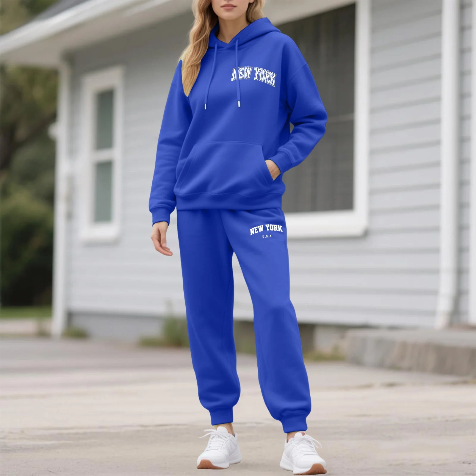 Two-Piece Tracksuit For Women Letter Print Hoodie And Pants Set Long Sleeved Hooded Sweatshirt+Sweatpants Suit Casual Sportswear