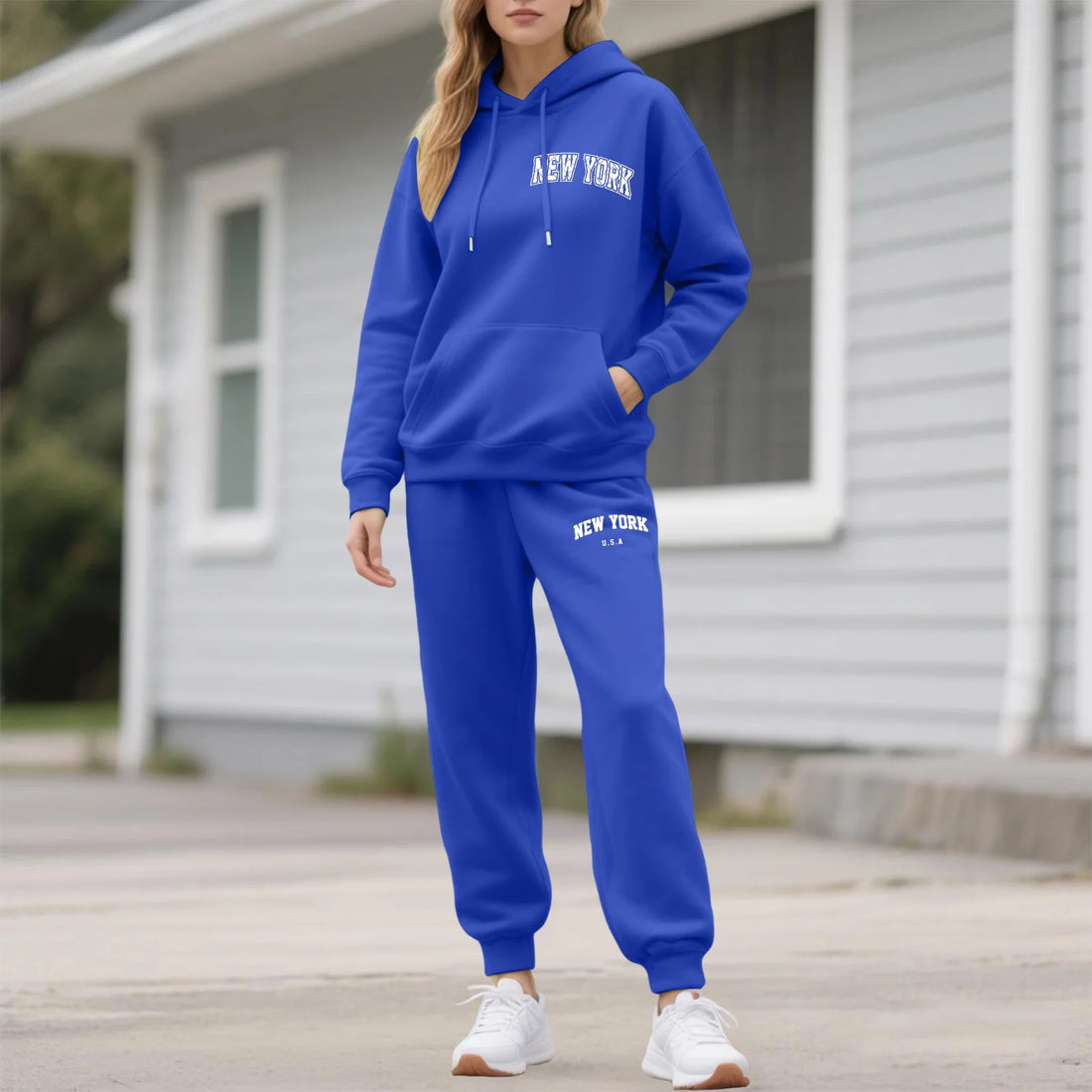 Two-Piece Tracksuit For Women Letter Print Hoodie And Pants Set Long Sleeved Hooded Sweatshirt+Sweatpants Suit Casual Sportswear